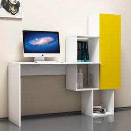 Hanah Home Açelya Mesa de Estudio Blanco y Amarillo